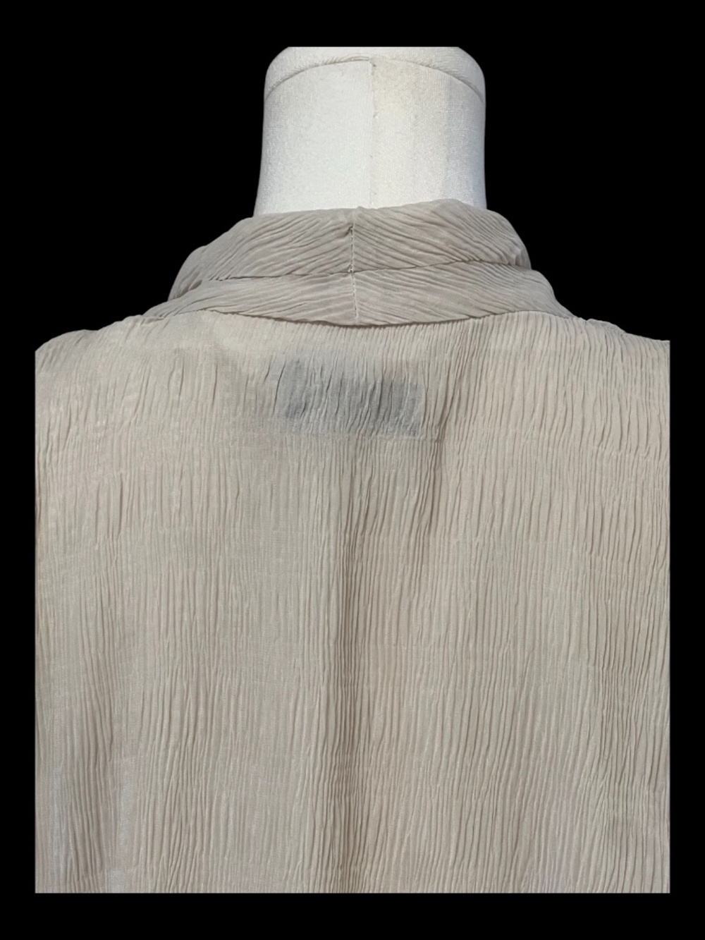 EUC Donna Karan Cream Crinkle Faux Wrap Peplum Blouse | Size XL - Picture 5 of 9